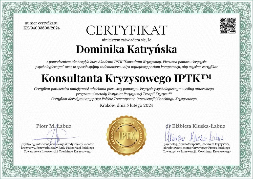 Dominika Katryńska Konsultant Kryzysowy IPTK